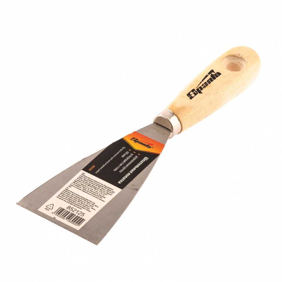 Шпательная лопатка из углеродистой стали, 60 мм, деревянная ручка Sparta Шпатели лопатки фото, изображение