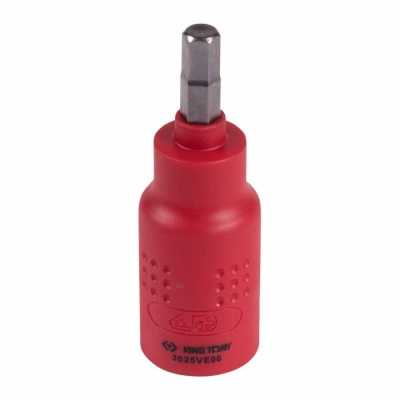 Насадка (бита) торцевая диэлектрическая 3/8", HEX, 6 мм, L = 65 мм KING TONY 3025VE06 Насадки диэлектрические фото, изображение