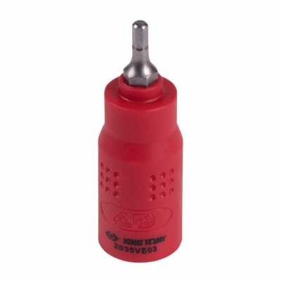 Насадка (бита) торцевая диэлектрическая 1/4", HEX, 3 мм, L = 54 мм KING TONY 2035VE03 Насадки диэлектрические фото, изображение